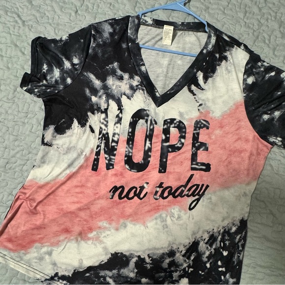 Tie Dye Nope Not Today Plus Size 2X Womens VNeck Tee - Picture 2 of 7